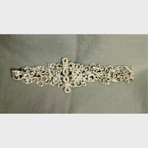 Bridal Crystal Headband Silver Filigree Vintage Style Wedding Hair Accessory